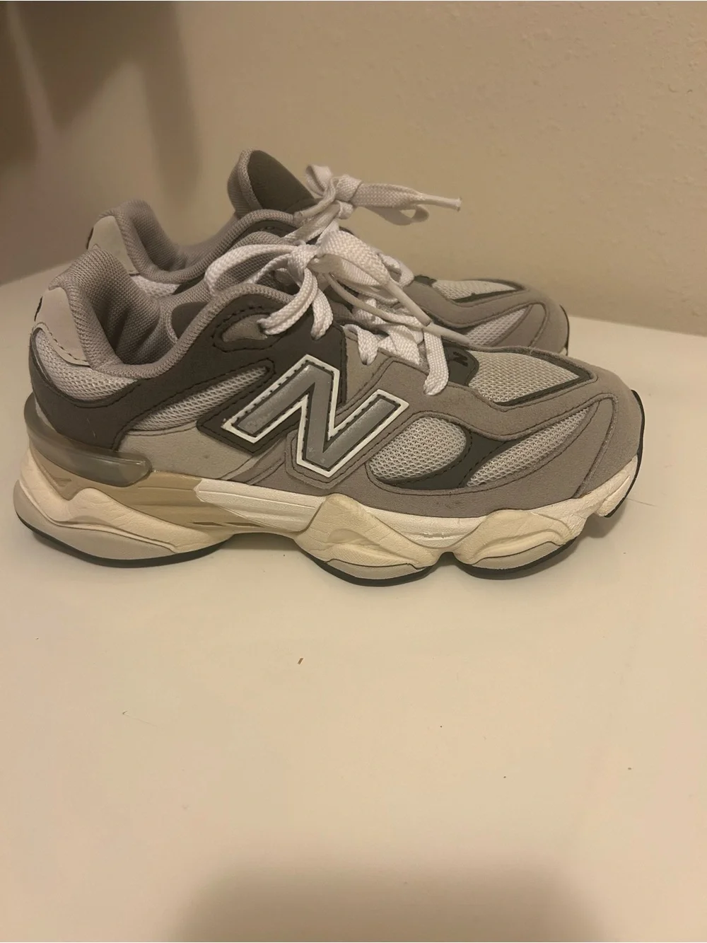 New Balance Kids Gray & White Mesh Suede Sneakers